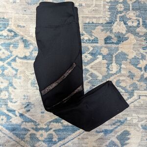 Fabletics Black Leggings with Silver Accents